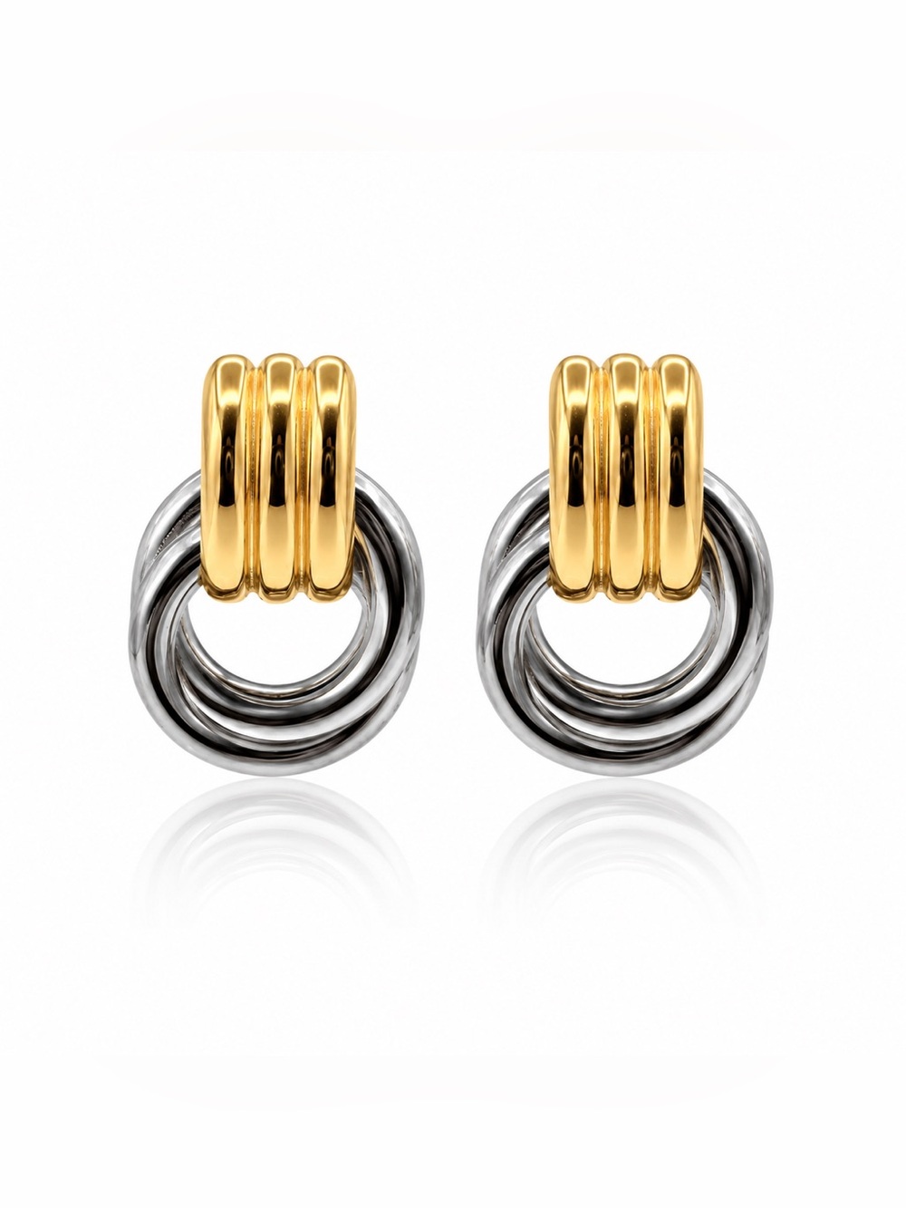 Gold and Silver Two-Tone Drop Earrings